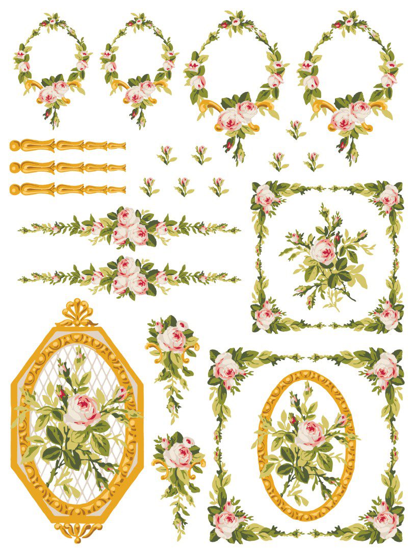 Petite Fleur Pink IOD Paint Inlay sheet3