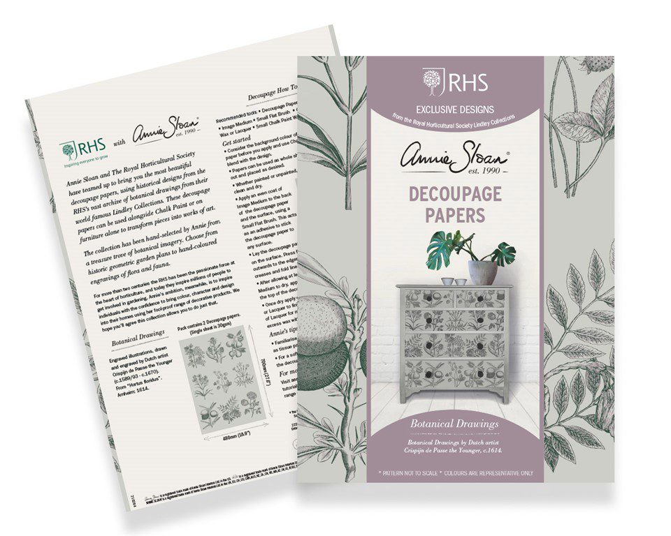Botanical Drawings Decoupage Papír Annie Sloan