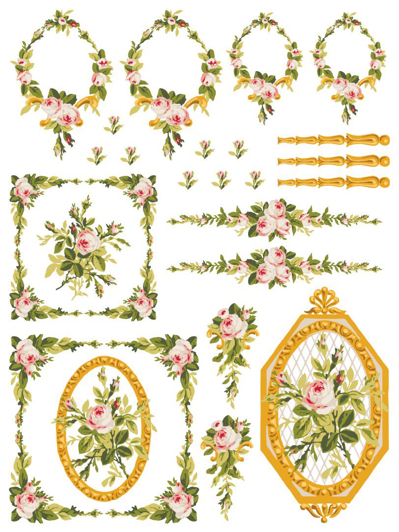 Petite Fleur Pink IOD Paint Inlay sheet4