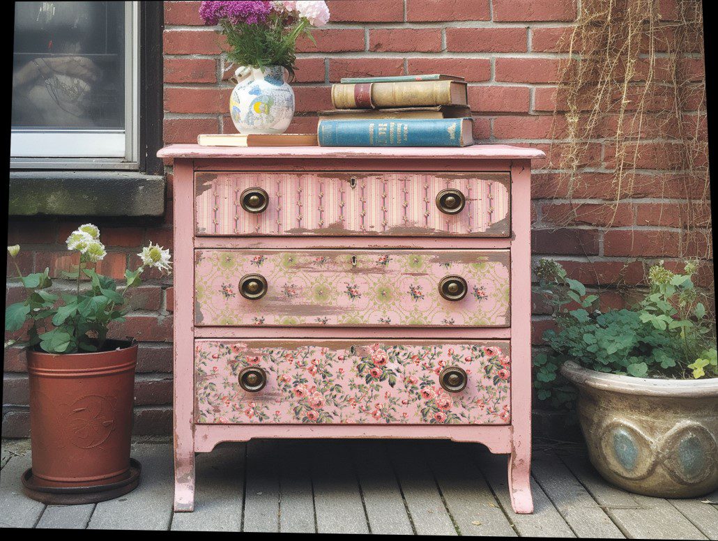 Lattice Rose IOD Paint Inlay komód
