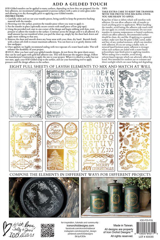 Figgy & Flourish IOD Foil Transzfer csom háta