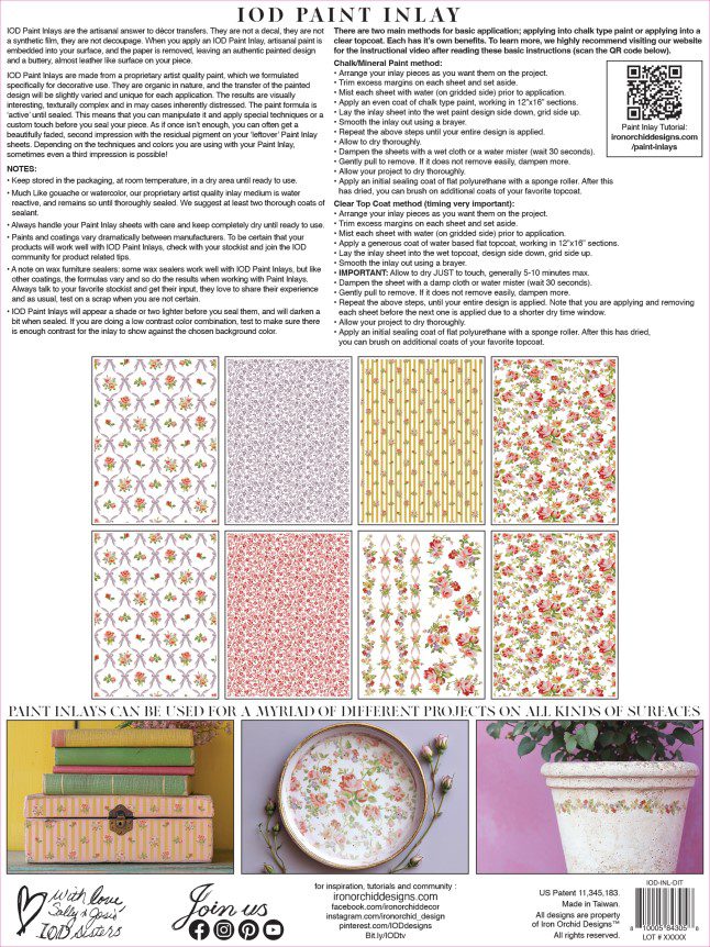 Ditsy Bloom IOD Paint Inlay csom háta