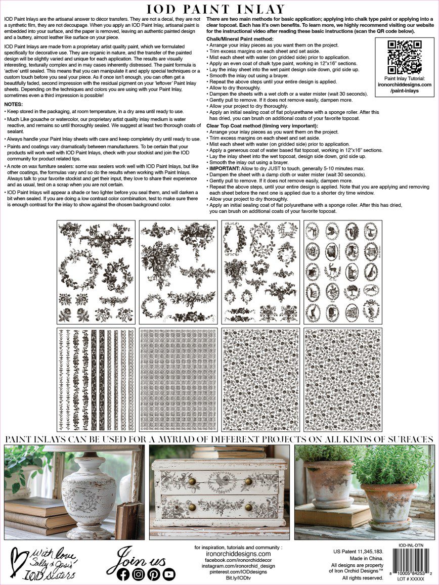Delft Traditions Noir IOD Paint Inlay csom Hátulja