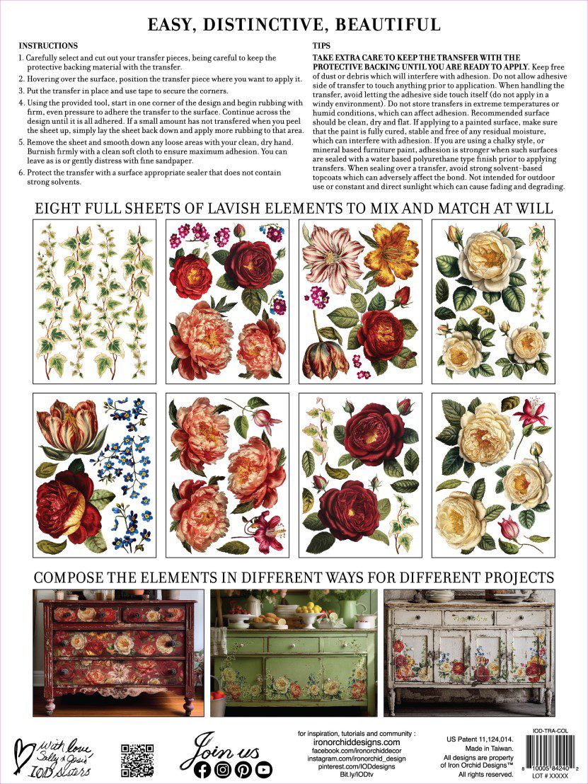 Collage de Fleurs IOD A3 transzfer csom háta