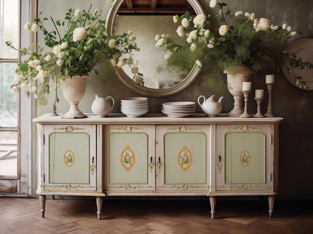 Petite Fleur Pink IOD Paint Inlay szekrényke