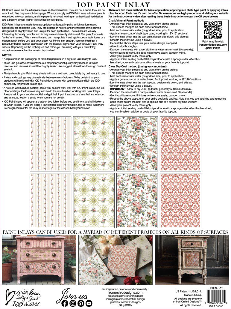 Lattice Rose IOD Paint Inlay csom háta