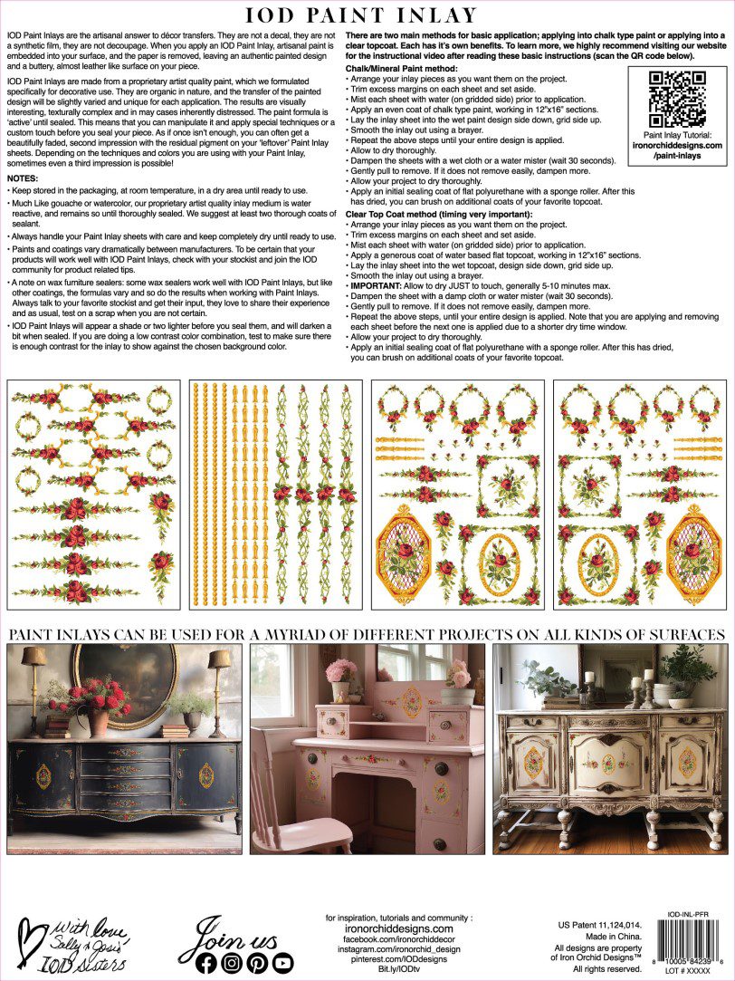 Petite Fleur Red IOD Paint Inlay csom háta