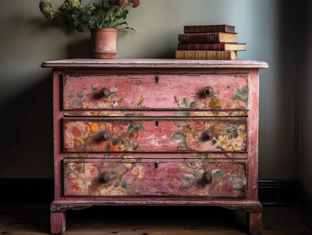 Joie des Roses IOD A3 transzfer pink komódon