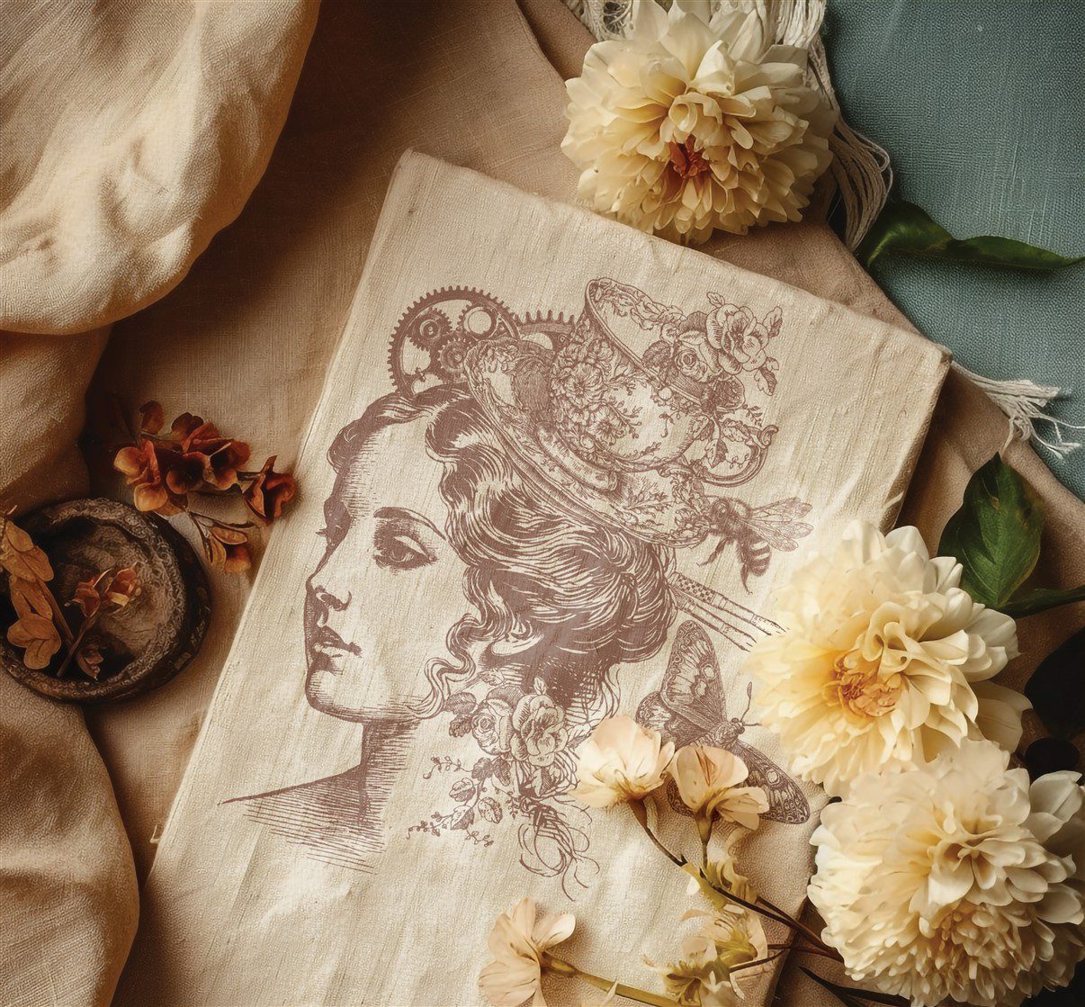 Charlotte IOD stamp egy deszkán vásznon