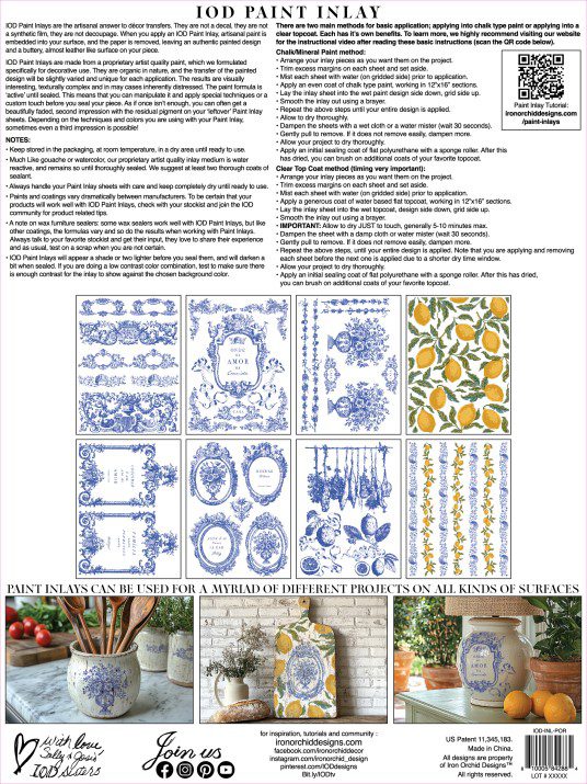Portofino Paint Inlay IOD csomagolás háta